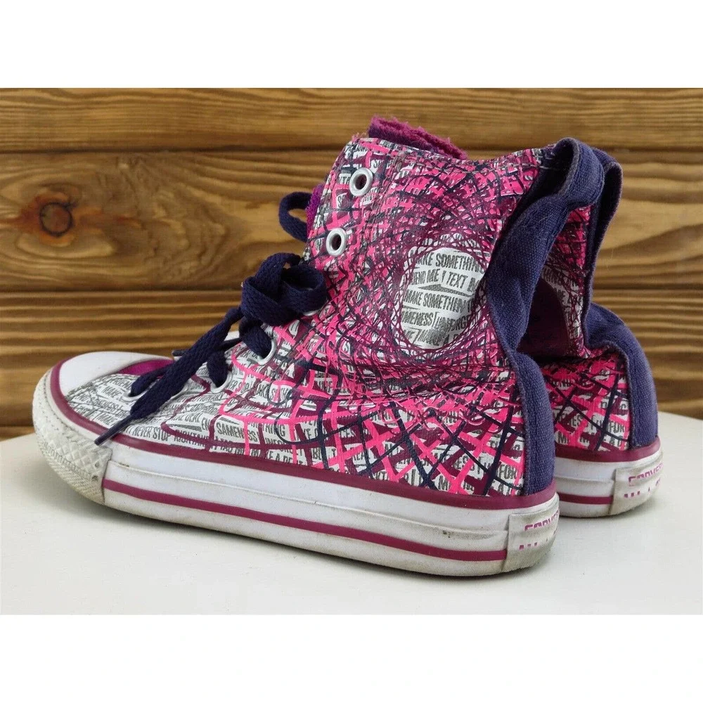 Converse Sz 1 Shoes Girls Youth Sneaker‎ Purple Fabric Lace Up
